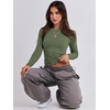 image:imageANRABESS Womens Long Sleeve Shirts Tight Fitted Going Out Crop Tops Crewneck Basic Tee Y2k Fall Outfits Teens Girls ClothesArmy Green