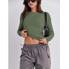 image:imageANRABESS Womens Long Sleeve Shirts Tight Fitted Going Out Crop Tops Crewneck Basic Tee Y2k Fall Outfits Teens Girls ClothesArmy Green