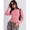 image:imageANRABESS Womens Long Sleeve Shirts Tight Fitted Going Out Crop Tops Crewneck Basic Tee Y2k Fall Outfits Teens Girls ClothesDark Pink