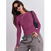 image:imageANRABESS Womens Long Sleeve Shirts Tight Fitted Going Out Crop Tops Crewneck Basic Tee Y2k Fall Outfits Teens Girls ClothesDark Purple