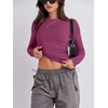 image:imageANRABESS Womens Long Sleeve Shirts Tight Fitted Going Out Crop Tops Crewneck Basic Tee Y2k Fall Outfits Teens Girls ClothesDark Purple