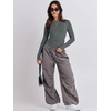 image:imageANRABESS Womens Long Sleeve Shirts Tight Fitted Going Out Crop Tops Crewneck Basic Tee Y2k Fall Outfits Teens Girls ClothesDeep Grey