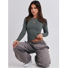 image:imageANRABESS Womens Long Sleeve Shirts Tight Fitted Going Out Crop Tops Crewneck Basic Tee Y2k Fall Outfits Teens Girls ClothesDeep Grey