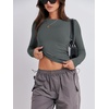 image:imageANRABESS Womens Long Sleeve Shirts Tight Fitted Going Out Crop Tops Crewneck Basic Tee Y2k Fall Outfits Teens Girls ClothesDeep Grey