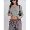 image:imageANRABESS Womens Long Sleeve Shirts Tight Fitted Going Out Crop Tops Crewneck Basic Tee Y2k Fall Outfits Teens Girls ClothesGrey