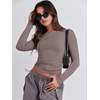image:imageANRABESS Womens Long Sleeve Shirts Tight Fitted Going Out Crop Tops Crewneck Basic Tee Y2k Fall Outfits Teens Girls ClothesGrey Khaki