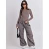 image:imageANRABESS Womens Long Sleeve Shirts Tight Fitted Going Out Crop Tops Crewneck Basic Tee Y2k Fall Outfits Teens Girls ClothesGrey Khaki