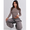 image:imageANRABESS Womens Long Sleeve Shirts Tight Fitted Going Out Crop Tops Crewneck Basic Tee Y2k Fall Outfits Teens Girls ClothesGrey Khaki