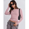 image:imageANRABESS Womens Long Sleeve Shirts Tight Fitted Going Out Crop Tops Crewneck Basic Tee Y2k Fall Outfits Teens Girls ClothesGrey Pink