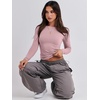 image:imageANRABESS Womens Long Sleeve Shirts Tight Fitted Going Out Crop Tops Crewneck Basic Tee Y2k Fall Outfits Teens Girls ClothesGrey Pink
