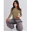 image:imageANRABESS Womens Long Sleeve Shirts Tight Fitted Going Out Crop Tops Crewneck Basic Tee Y2k Fall Outfits Teens Girls ClothesKhaki