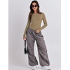 image:imageANRABESS Womens Long Sleeve Shirts Tight Fitted Going Out Crop Tops Crewneck Basic Tee Y2k Fall Outfits Teens Girls ClothesKhaki