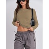 image:imageANRABESS Womens Long Sleeve Shirts Tight Fitted Going Out Crop Tops Crewneck Basic Tee Y2k Fall Outfits Teens Girls ClothesKhaki