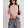 image:imageANRABESS Womens Long Sleeve Shirts Tight Fitted Going Out Crop Tops Crewneck Basic Tee Y2k Fall Outfits Teens Girls ClothesLight Khaki