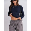 image:imageANRABESS Womens Long Sleeve Shirts Tight Fitted Going Out Crop Tops Crewneck Basic Tee Y2k Fall Outfits Teens Girls ClothesNavy Blue