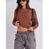 image:imageANRABESS Womens Long Sleeve Shirts Tight Fitted Going Out Crop Tops Crewneck Basic Tee Y2k Fall Outfits Teens Girls ClothesReddish Brown