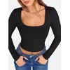 image:imageANRABESS Womens Long Sleeve Square Neck Crop Top Ribbed Slim Fitted Basic Tee Layer Y2K Shirts Fall Fashion Outfits 2026Black