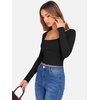 image:imageANRABESS Womens Long Sleeve Square Neck Crop Top Ribbed Slim Fitted Basic Tee Layer Y2K Shirts Fall Fashion Outfits 2026Black