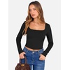 image:imageANRABESS Womens Long Sleeve Square Neck Crop Top Ribbed Slim Fitted Basic Tee Layer Y2K Shirts Fall Fashion Outfits 2026Black