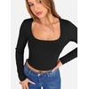image:imageANRABESS Womens Long Sleeve Square Neck Crop Top Ribbed Slim Fitted Basic Tee Layer Y2K Shirts Fall Fashion Outfits 2026Black