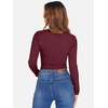 image:imageANRABESS Womens Long Sleeve Square Neck Crop Top Ribbed Slim Fitted Basic Tee Layer Y2K Shirts Fall Fashion Outfits 2026Deep Red