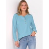 image:imageANRABESS Womens Long Sleeve Waffle Knit Shirts Dressy Casual Loose Button Up V Neck Henley Tops 2026 Fall Basic Tee BlouseSky Blue
