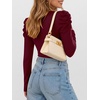 image:imageANRABESS Womens Puff Long Sleeve Shirts Comfy Stretchy Ribbed Knit Fitted Tops Trendy Fall Winter Tee for Work amp CasualDeep Red