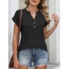 image:imageANRABESS Womens Short Sleeve Henley Shirts V Neck Summer Sweaters 2026 Spring Business Tunic Tops Dressy Casual Work BlousesBlack
