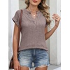 image:imageANRABESS Womens Short Sleeve Henley Shirts V Neck Summer Sweaters 2026 Spring Business Tunic Tops Dressy Casual Work BlousesCool Ash Brown
