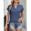 image:imageANRABESS Womens Short Sleeve Henley Shirts V Neck Summer Sweaters 2026 Spring Business Tunic Tops Dressy Casual Work BlousesDark Blue
