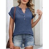 image:imageANRABESS Womens Short Sleeve Henley Shirts V Neck Summer Sweaters 2026 Spring Business Tunic Tops Dressy Casual Work BlousesDark Blue