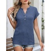 image:imageANRABESS Womens Short Sleeve Henley Shirts V Neck Summer Sweaters 2026 Spring Business Tunic Tops Dressy Casual Work BlousesDark Blue