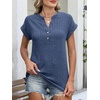 image:imageANRABESS Womens Short Sleeve Henley Shirts V Neck Summer Sweaters 2026 Spring Business Tunic Tops Dressy Casual Work BlousesDark Blue