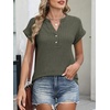 image:imageANRABESS Womens Short Sleeve Henley Shirts V Neck Summer Sweaters 2026 Spring Business Tunic Tops Dressy Casual Work BlousesDeep Green