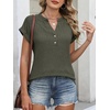 image:imageANRABESS Womens Short Sleeve Henley Shirts V Neck Summer Sweaters 2026 Spring Business Tunic Tops Dressy Casual Work BlousesDeep Green