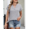 image:imageANRABESS Womens Short Sleeve Henley Shirts V Neck Summer Sweaters 2026 Spring Business Tunic Tops Dressy Casual Work BlousesGrey