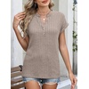 image:imageANRABESS Womens Short Sleeve Henley Shirts V Neck Summer Sweaters 2026 Spring Business Tunic Tops Dressy Casual Work BlousesLight Ash Brown