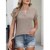 image:imageANRABESS Womens Short Sleeve Henley Shirts V Neck Summer Sweaters 2026 Spring Business Tunic Tops Dressy Casual Work BlousesLight Ash Brown