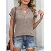image:imageANRABESS Womens Short Sleeve Henley Shirts V Neck Summer Sweaters 2026 Spring Business Tunic Tops Dressy Casual Work BlousesLight Ash Brown