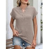 image:imageANRABESS Womens Short Sleeve Henley Shirts V Neck Summer Sweaters 2026 Spring Business Tunic Tops Dressy Casual Work BlousesLight Ash Brown