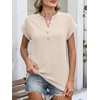 image:imageANRABESS Womens Short Sleeve Henley Shirts V Neck Summer Sweaters 2026 Spring Business Tunic Tops Dressy Casual Work BlousesLight Khaki