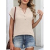 image:imageANRABESS Womens Short Sleeve Henley Shirts V Neck Summer Sweaters 2026 Spring Business Tunic Tops Dressy Casual Work BlousesLight Khaki