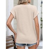 image:imageANRABESS Womens Short Sleeve Henley Shirts V Neck Summer Sweaters 2026 Spring Business Tunic Tops Dressy Casual Work BlousesLight Khaki