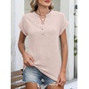 image:imageANRABESS Womens Short Sleeve Henley Shirts V Neck Summer Sweaters 2026 Spring Business Tunic Tops Dressy Casual Work BlousesLight Pink