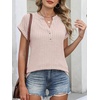 image:imageANRABESS Womens Short Sleeve Henley Shirts V Neck Summer Sweaters 2026 Spring Business Tunic Tops Dressy Casual Work BlousesLight Pink