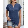 image:imageANRABESS Womens Short Sleeve Henley Shirts V Neck Summer Sweaters 2026 Spring Business Tunic Tops Dressy Casual Work BlousesNavy Blue
