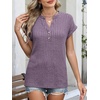 image:imageANRABESS Womens Short Sleeve Henley Shirts V Neck Summer Sweaters 2026 Spring Business Tunic Tops Dressy Casual Work BlousesPurple