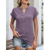 image:imageANRABESS Womens Short Sleeve Henley Shirts V Neck Summer Sweaters 2026 Spring Business Tunic Tops Dressy Casual Work BlousesPurple
