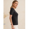image:imageANRABESS Womens Short Sleeve Sweaters Wool Blend Summer Scoop Neck Casual Business Knit Shirts Slim Fit Work Tops OutfitsBlack