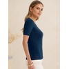 image:imageANRABESS Womens Short Sleeve Sweaters Wool Blend Summer Scoop Neck Casual Business Knit Shirts Slim Fit Work Tops OutfitsDark Blue